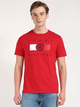 Tommy Hilfiger - Men Red Crew Neck Casual T-Shirt
