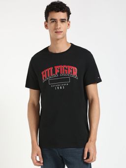 Tommy Hilfiger - Men Black Half Sleeves Casual T-Shirt