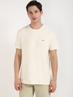 Tommy Hilfiger - Men Off White Solid Casual T-Shirt