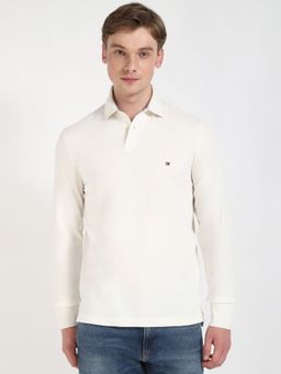 Tommy Hilfiger - Men Off White Solid Casual Polo T-Shirt