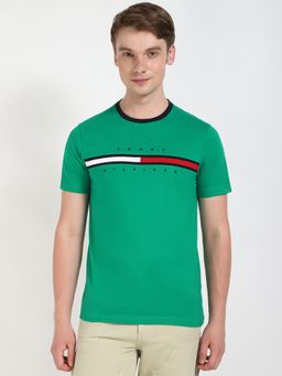 Tommy Hilfiger - Men Green Solid Casual T-Shirt