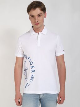 Tommy Hilfiger - Men White Half Sleeves Casual Polo T-Shirt