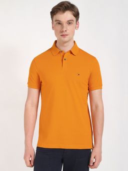 Tommy Hilfiger - Men Orange Solid Casual Polo T-Shirt