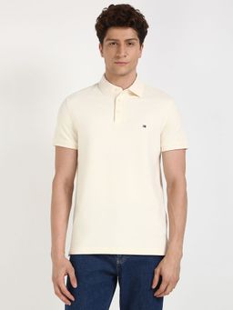 Tommy Hilfiger - Men Off White Solid Casual Polo T-Shirt