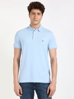 Tommy Hilfiger - Men Sky Blue Solid Casual Polo T-Shirt