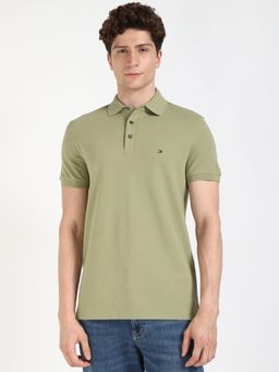 Tommy Hilfiger - Men Olive Solid Casual Polo T-Shirt