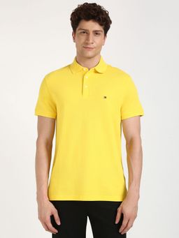Tommy Hilfiger - Men Yellow Solid Casual Polo T-Shirt