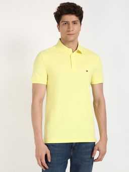 Tommy Hilfiger - Men Light Yellow Solid Casual Polo T-Shirt