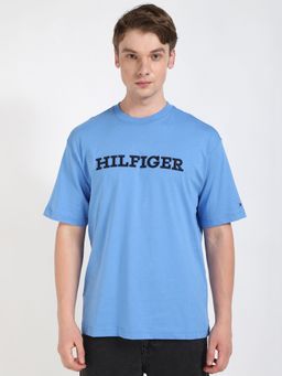 Tommy Hilfiger - Men Powder Blue Solid Casual T-Shirt
