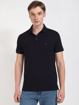 Tommy Hilfiger - Men Navy Blue Solid Casual Polo T-Shirt