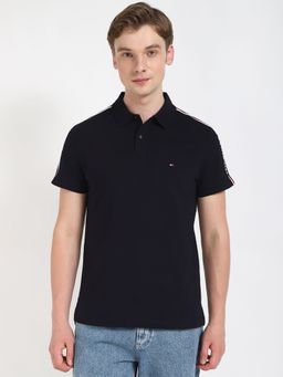 Tommy Hilfiger - Men Navy Blue Solid Casual Polo T-Shirt