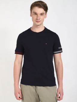 Tommy Hilfiger - Men Dark Navy Blue Solid Half Sleeves Casual T-Shirt