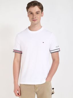 Tommy Hilfiger - Men White Solid Half Sleeves Casual T-Shirt