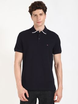 Tommy Hilfiger - Men Dark Navy Blue Solid Casual Polo T-Shirt