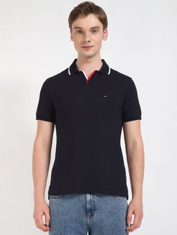 Tommy Hilfiger - Men Navy Blue Solid Casual Polo T-Shirt