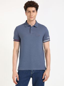 Tommy Hilfiger - Men Blue Solid Casual Polo T-Shirt