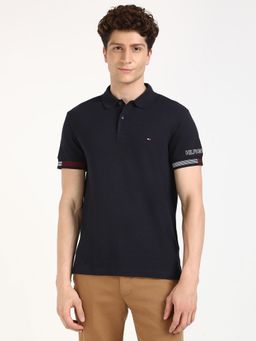 Tommy Hilfiger - Men Dark Navy Blue Solid Casual Polo T-Shirt
