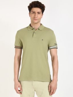 Tommy Hilfiger - Men Olive Solid Casual Polo T-Shirt