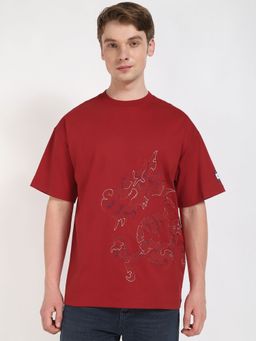 Tommy Hilfiger - Men Red Embroidered Casual T-Shirt