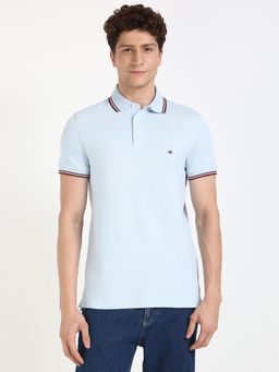 Tommy Hilfiger - Men Blue Solid Casual Polo T-Shirt
