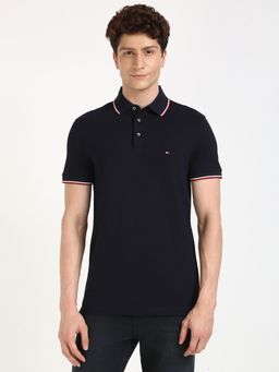 Tommy Hilfiger - Men Navy Blue Solid Casual Polo T-Shirt