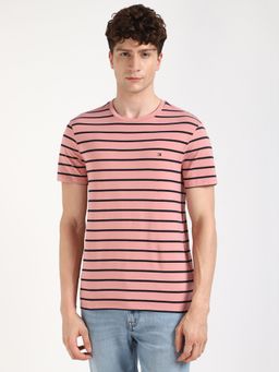 Tommy Hilfiger - Men Pink Stripes Casual T-Shirt
