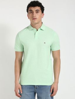 Tommy Hilfiger - Men Green Solid Casual Polo T-Shirt