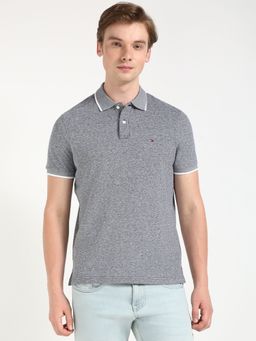 Tommy Hilfiger - Men Grey Solid Casual Polo T-Shirt
