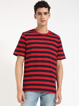 Tommy Hilfiger - Men Red Stripes Casual T-Shirt