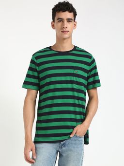 Tommy Hilfiger - Men Green Stripes Casual T-Shirt