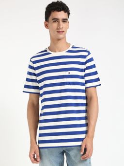 Tommy Hilfiger - Men Navy Blue Stripes Casual T-Shirt