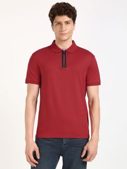 Tommy Hilfiger - Men Red Solid Casual Polo T-Shirt