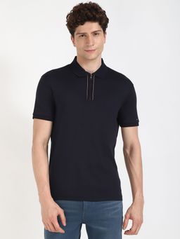 Tommy Hilfiger - Men Dark Navy Blue Solid Casual Polo T-Shirt