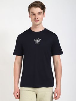 Tommy Hilfiger - Men Navy Blue Solid Casual T-Shirt