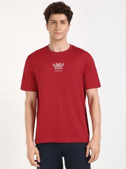 Tommy Hilfiger - Men Red Solid Casual T-Shirt