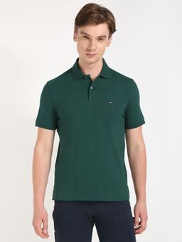 Tommy Hilfiger - Men Green Solid Casual Polo T-Shirt
