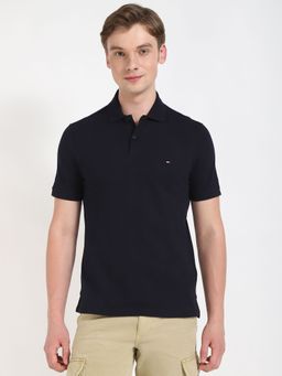 Tommy Hilfiger - Men Navy Blue Stripes Casual Polo T-Shirt