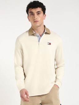 Tommy Hilfiger - Men Cream Solid Casual Polo T-Shirt