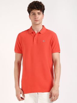 Tommy Hilfiger - Men Orange Solid Casual Polo T-Shirt