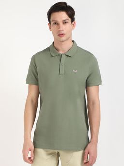 Tommy Hilfiger - Men Olive Solid Casual Polo T-Shirt