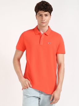 Tommy Hilfiger - Men Orange Solid Casual Polo T-Shirt