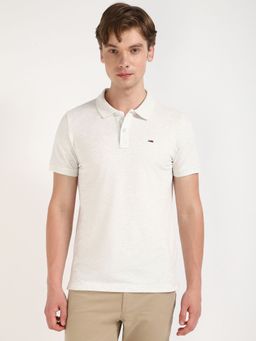 Tommy Hilfiger - Men Off White Solid Casual Polo T-Shirt