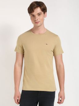 Tommy Hilfiger - Men Beige Solid Casual T-Shirt