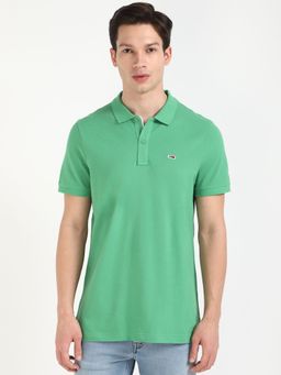 Tommy Hilfiger - Men Green Solid Casual Polo T-Shirt