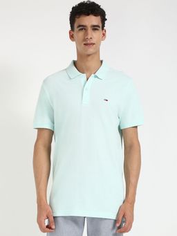 Tommy Hilfiger - Men Sky Blue Solid Casual Polo T-Shirt
