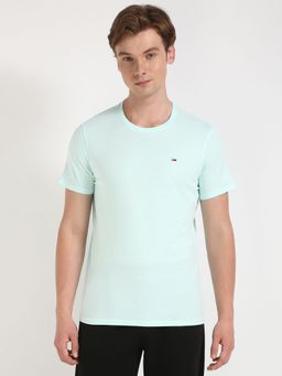 Tommy Hilfiger - Men Sky Blue Solid Casual T-Shirt