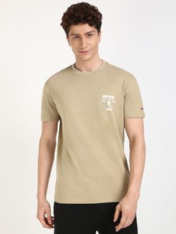 Tommy Hilfiger - Men Beige Solid Casual T-Shirt