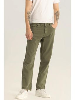 Snitch - Mens Olive Plain Relaxed Casual Jeans