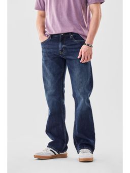 Snitch - Mens Indigo Washed Bootcut Casual Jeans