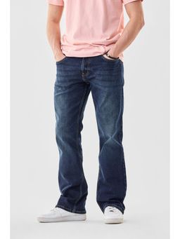 Snitch - Mens Indigo Washed Bootcut Casual Jeans